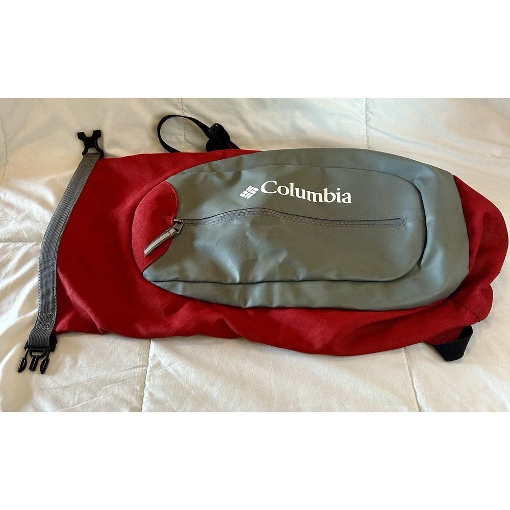 Columbia Triple canyon Backpack Red Grey Roll Top Dry Bag hiking daypack outdoor